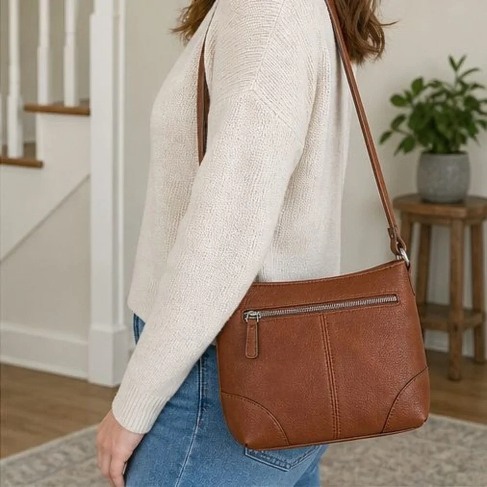 Gray Pebbled Crossbody Bag